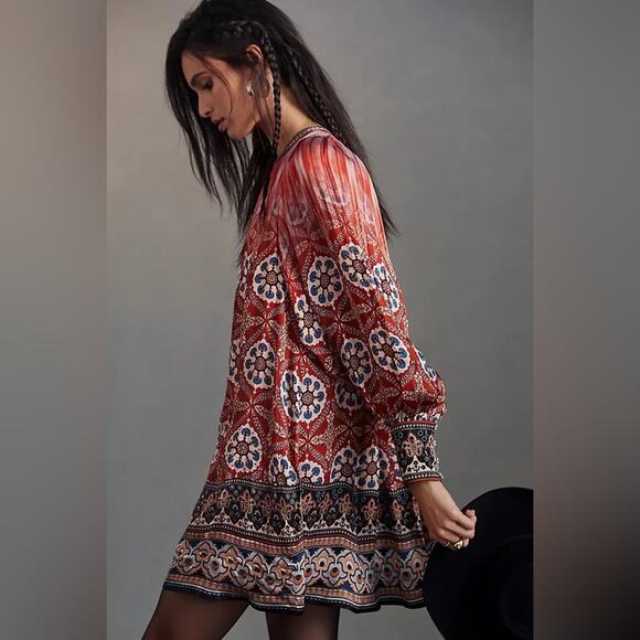Anthro Tanvi Kedia Boho Mini Dress - Picture 1 of 8